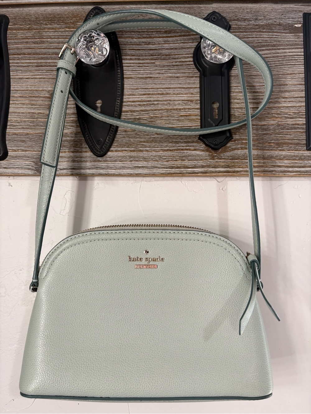 kate spade Pale Mint Leather Crossbody Bag with Gold Logo